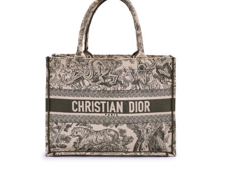 Christian Dior Military Green Toile De Jouy Medium Book Tote Bag Discount