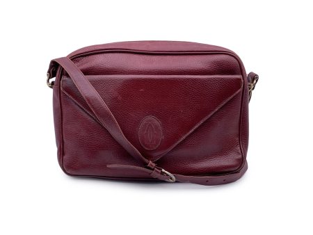 Cartier Vintage Burgundy Leather Messenger Shoulder Bag Sale