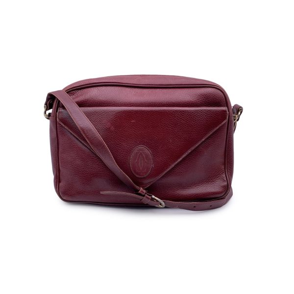 Cartier Vintage Burgundy Leather Messenger Shoulder Bag Sale