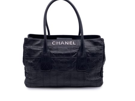 Chanel Black Leather Square Stitched Lax Shopping Tote Bag For Cheap