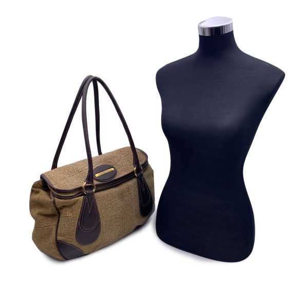 Borbonese Brown Op Suede and Leather Tote Shoulder Bag Discount