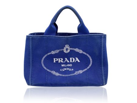 Prada Blue Canvas Canapa Logo Small Tote Bag BN2439 Cheap