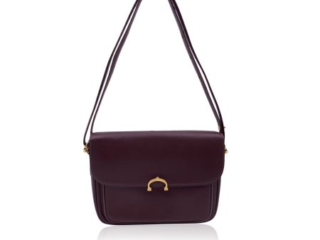 Cartier Vintage Burgundy Leather Flap Crossbody Shoulder Bag on Sale