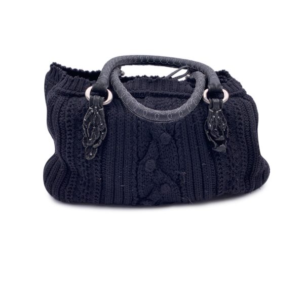 Ermanno Scervino Black Wool Knit Tote Shoulder Bag Handbag Sale