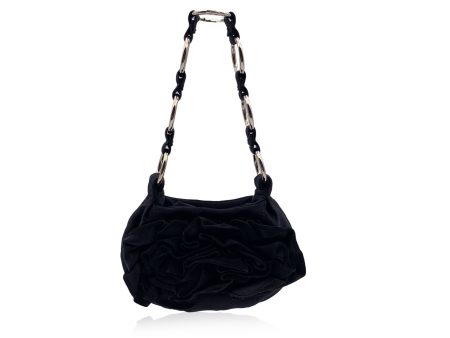 Yves Saint Laurent Black Ruffled Satin Flower Mini Shoulder Bag Supply