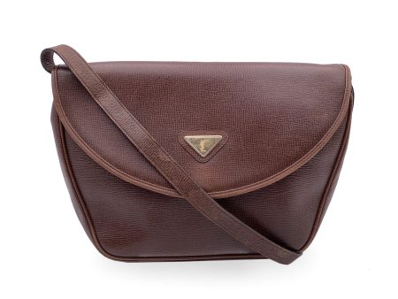 Yves Saint Laurent Vintage Brown Leather Messenger Shoulder Bag Sale