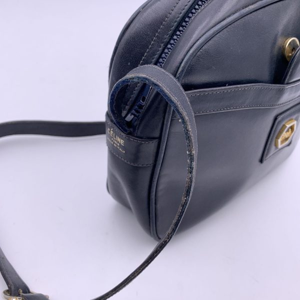 Celine Vintage Blue Leather Front Pocket Shoulder Bag Supply