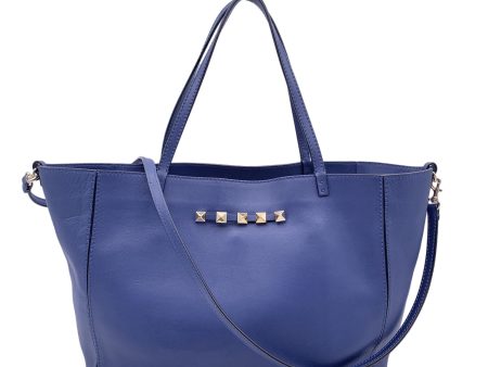 Valentino Garavani Blue Leather Rockstud Tote Shoulder Bag Supply