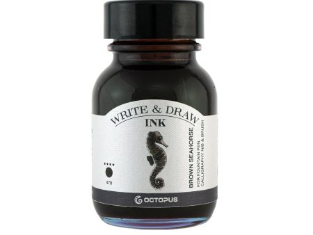 Octopus Write & Draw Ink Bottle, Brown Seahorse - 50ml Supply