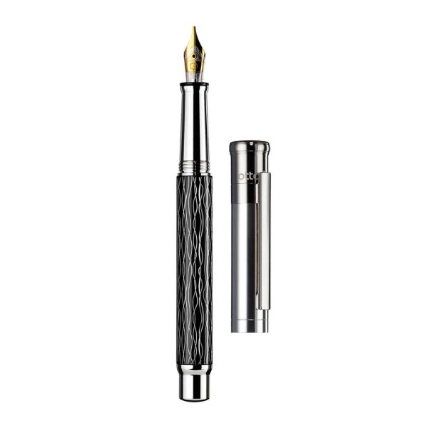 Otto Hutt Design 04 Fountain Pen, Grooved Black - 18K Gold Nib Online Sale