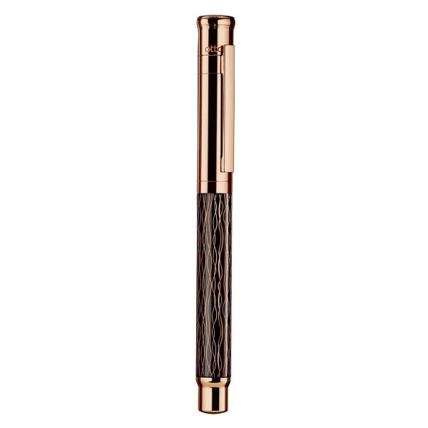 Otto Hutt Design 04 Fountain Pen, Grooved Black Rose Gold - 18K Gold Nib Fashion