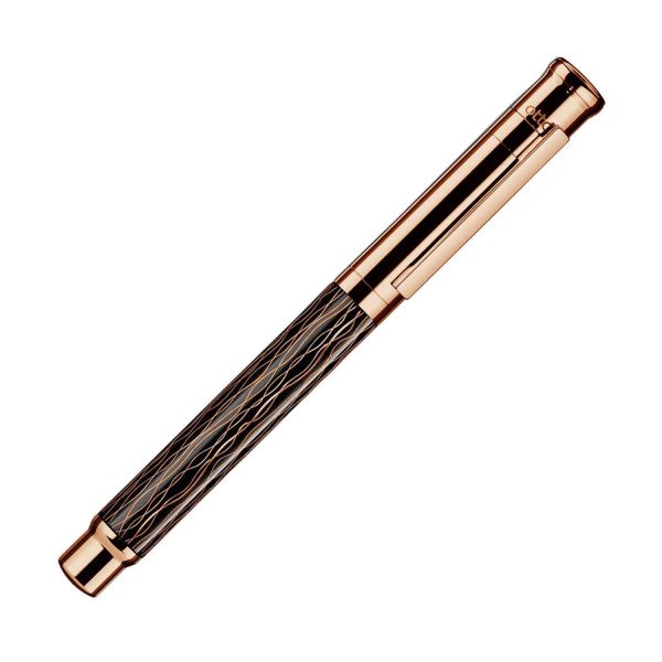 Otto Hutt Design 04 Fountain Pen, Grooved Black Rose Gold - 18K Gold Nib Fashion