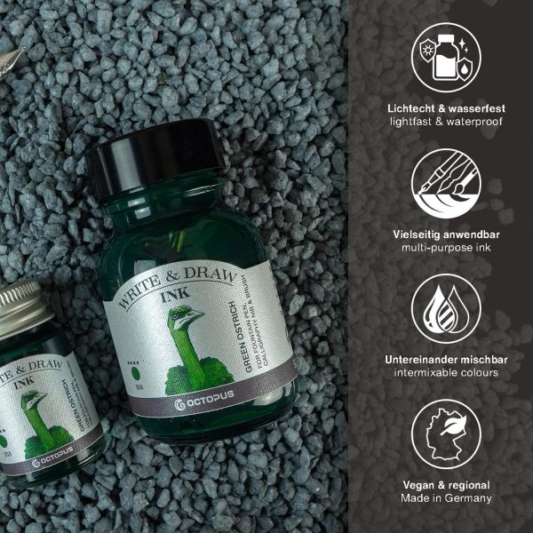 Octopus Write & Draw Ink Bottle, Green Ostrich - 50ml Online now